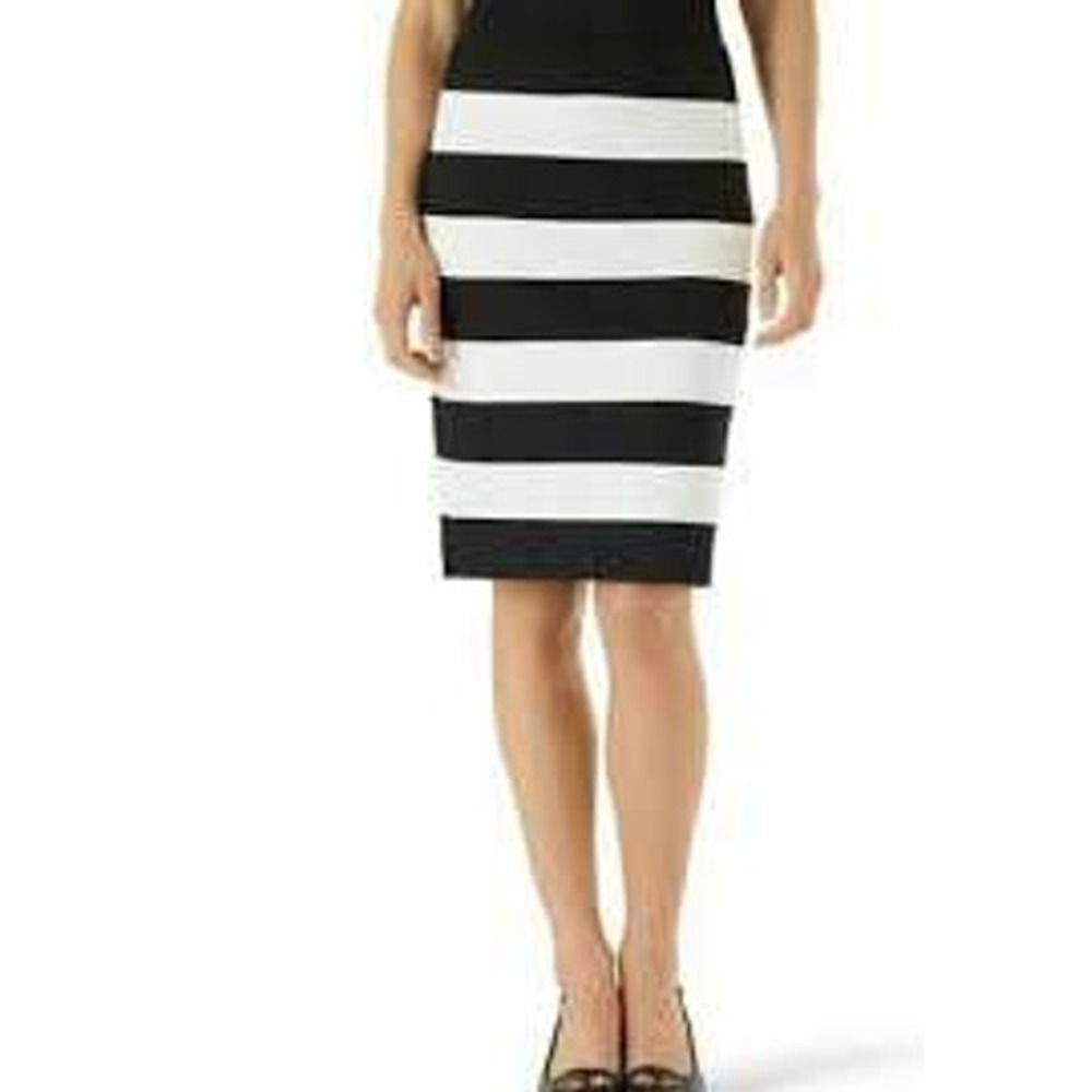 Lauren Ralph Lauren Pencil Skirt Womens S Black White Striped Knit SP19 2